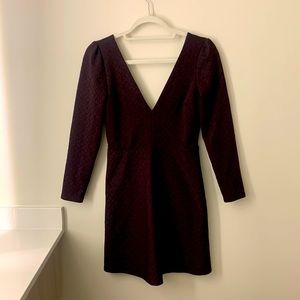 Dark Purple Deep-V Dress